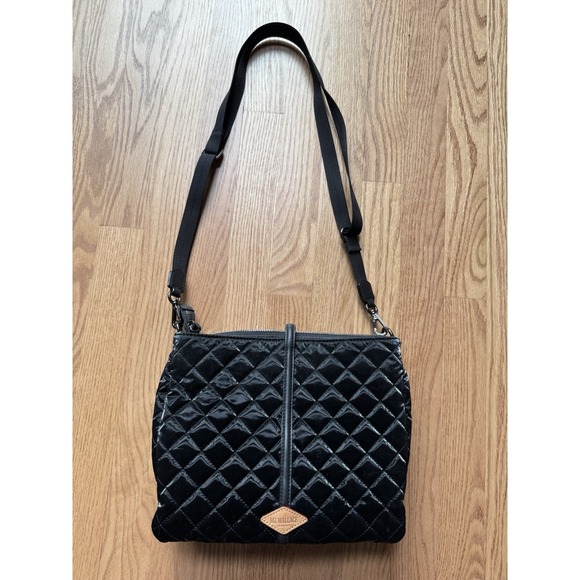 MZ Wallace Crosby Crossbody Black Quilted Nylon Bag - Multi-Strap Designer Purse - Picture 2 of 13